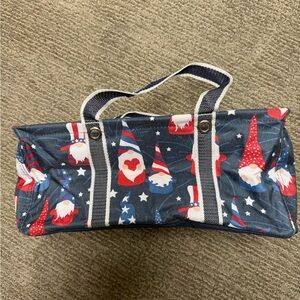 Thirty-One Gnome Print Tote - Red, Blue, White